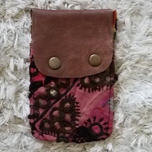 Boho Fabric & Leather Card Holder